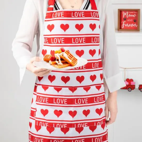 Glitzhome&reg; 31.25" Fabric Valentine's Heart Apron {3}
