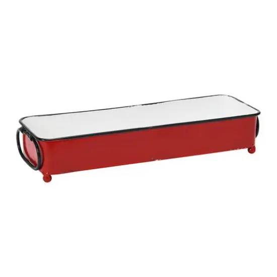Hello Honey&reg; 16" Decorative Metal Tray with Handles Red {1}
