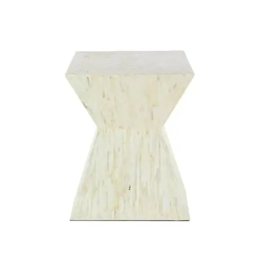 19" Beige Mussel Shells & Wood Contemporary Accent Table {4}