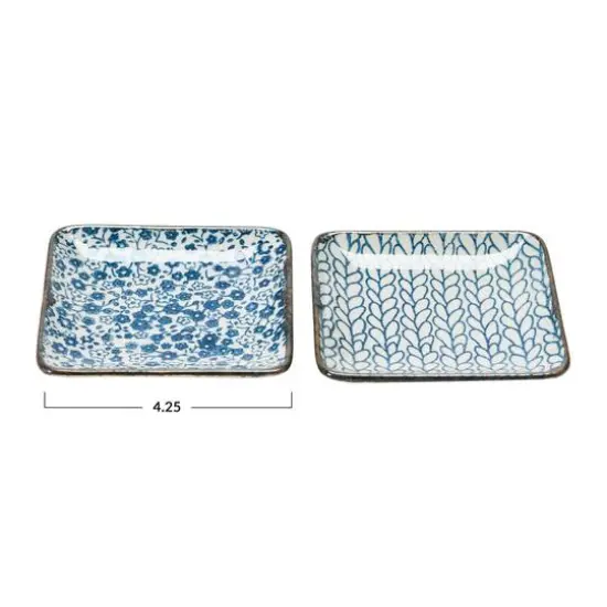 Hello Honey&reg; 4" Blue & White Hand-Painted Decorative Stoneware Plates, 4ct. {5}