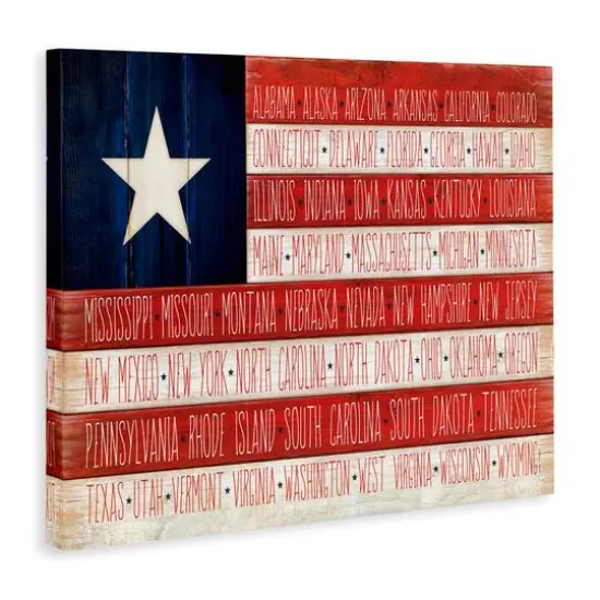 Stupell Industries American Flag with States Canvas Wall Art {4}