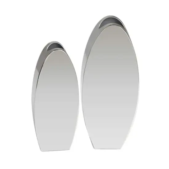Silver Stainless Steel Vase with a Sleek Mirror Finish Set {1}