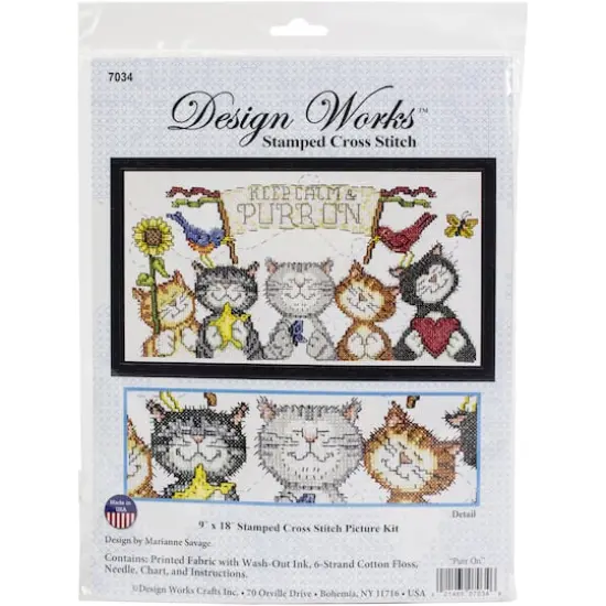 Design Works&trade; Purr On Stamped Cross Stitch Kit {3}
