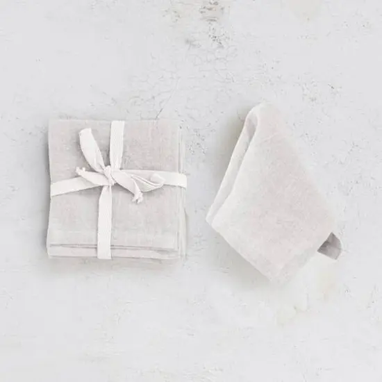 Hello Honey&reg; 10" Square Stonewashed Linen Cocktail Napkins, 4ct. Ivory {3}