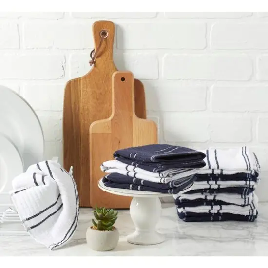 J&M Blue Ribbed Terry Dishtowels, 6ct. {8}