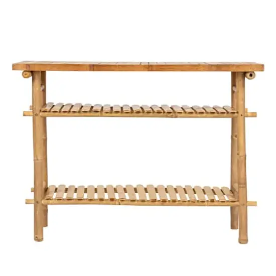 Hello Honey&reg; Natural Tall Bamboo Accent Table with 2 Shelves {11}