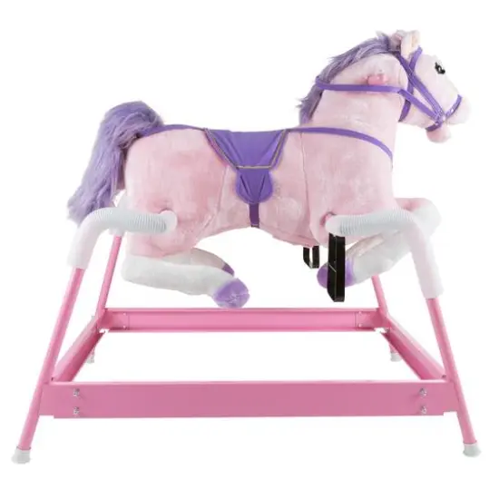 Toy Time Pink Plush Spring Rocking Horse Ride-On {3}