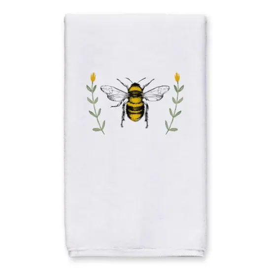 Bee With Watercolor Flowers 16" x 25" Tea Towel Set of 2 {3}