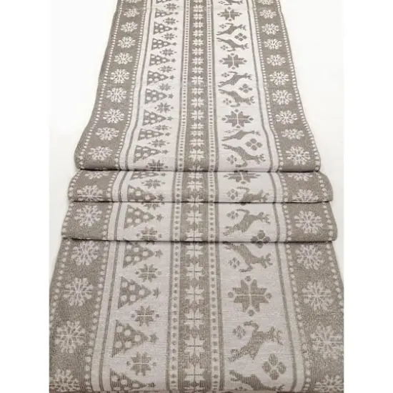 Wizardi 13.75" x 67" Gray Nordic Christmas Table Runner {1}