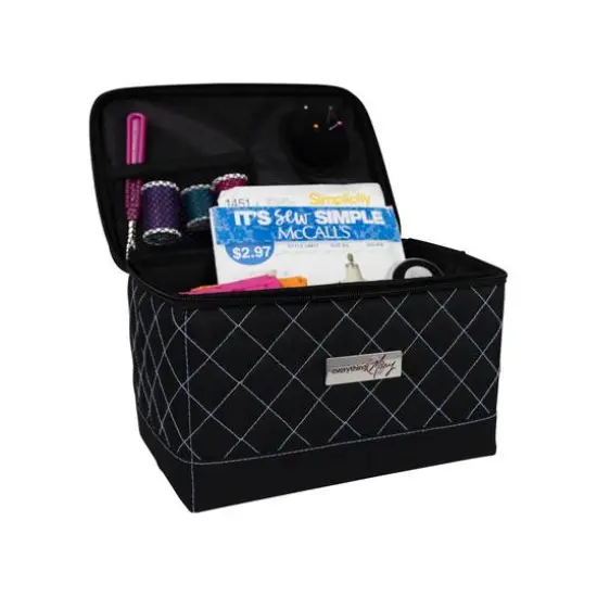 Everything Mary Black & Blue Quilted Collapsible Sewing Kit Organizer Box {5}