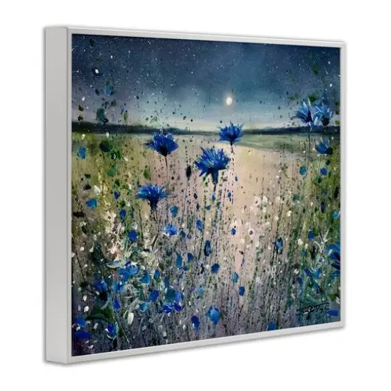 Stupell Industries Moon over Blooming Flowers Framed Giclee Art White {4}