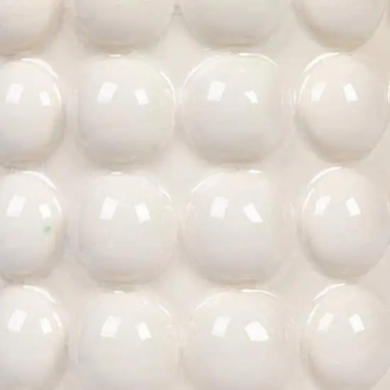 Hello Honey&reg; White Raised Dots Stoneware Canister with Acacia Wood Lid {4}