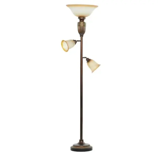 Brown Glass Traditional Floor Lamp, 70" x 19" {1}