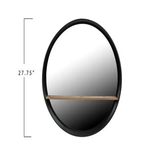 Hello Honey&reg; Modern Round Metal Framed Wall Mirror with Shelf {9}