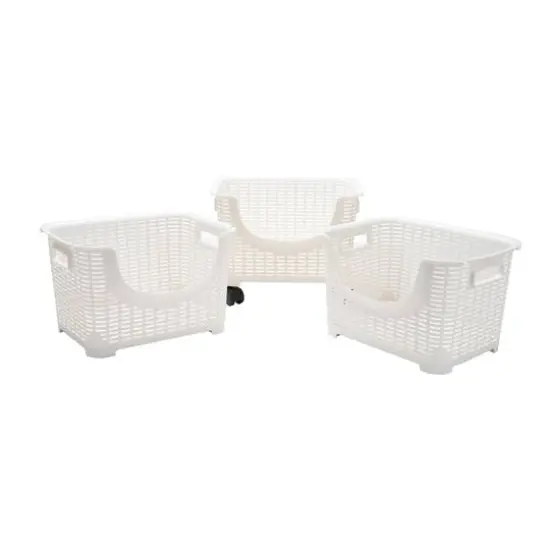 Mind Reader 3-Tier Ivory Rolling Plastic Storage Containers {6}