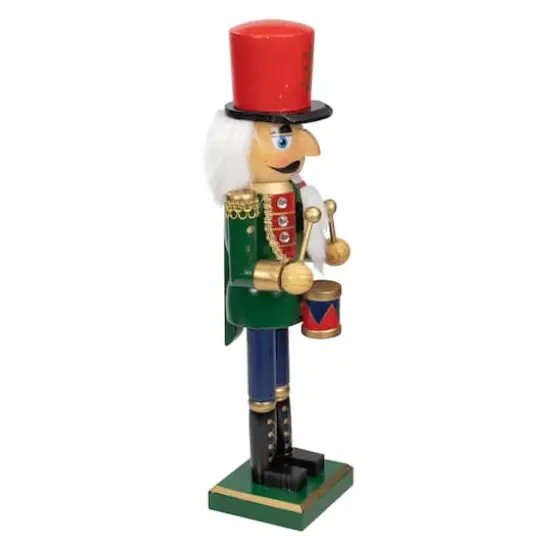14" Wooden Christmas Nutcracker Drummer {5}