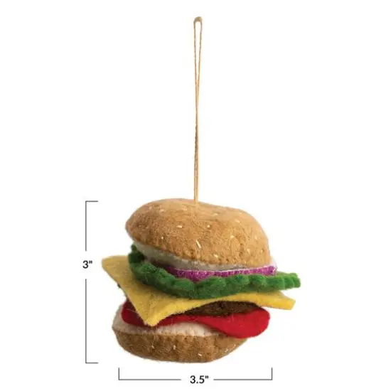 Hello Honey&reg; Handmade Wool Felt Cheeseburger Ornament {4}