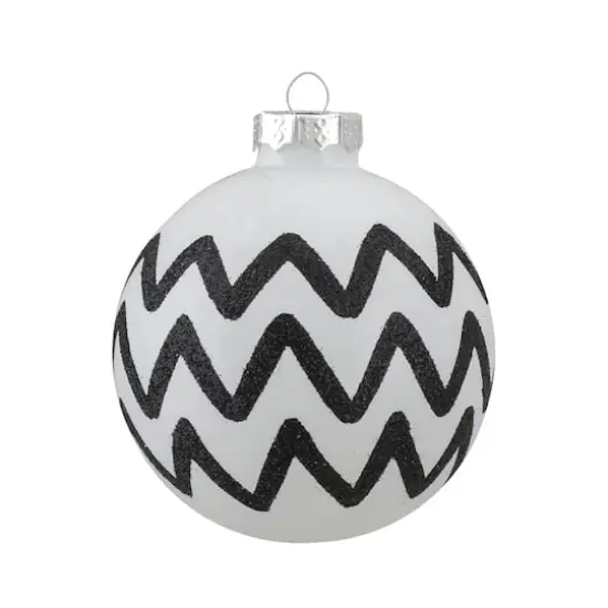 2.5" Black & White Glass Ball D&eacute;cor Set {3}
