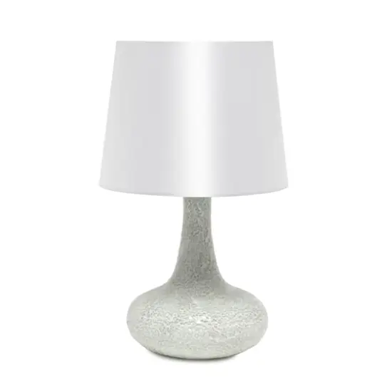 Simple Designs 14" Mosaic Glass Genie Table Lamp with Fabric Shade White {1}