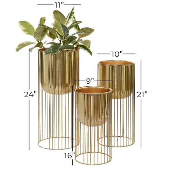 Gold Metal Contemporary Glam Planter Set {6}