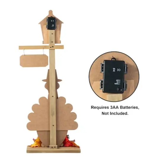 Glitzhome&reg; 36"H Lighted Thanksgiving Wooden Turkey Lamp Post Porch Decor {8}