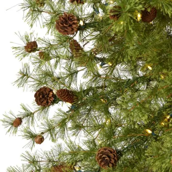 9ft. Pre-Lit Wyoming Alpine & Pinecone Artificial Christmas Tree, Clear LED Lights {4}