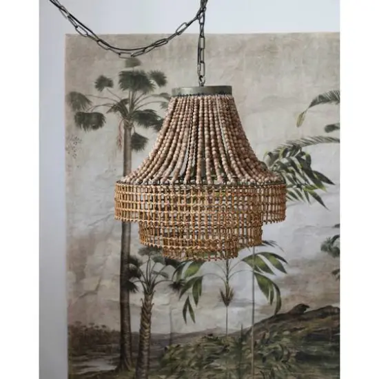 Hello Honey® 23.5" Metal, Rattan and Wood Bead Chandelier {6}