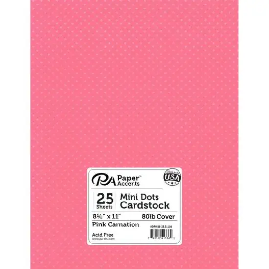 PA Paper&trade; Accents Mini Dot 8.5" x 11" Cardstock, 25 Sheets Pink Carnation {1}