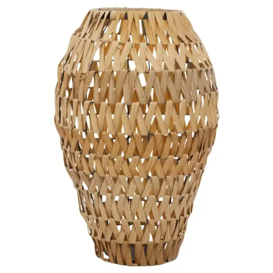 Brown Plastic Rattan Handmade Woven Vase 15" x 15" x 22" {1}