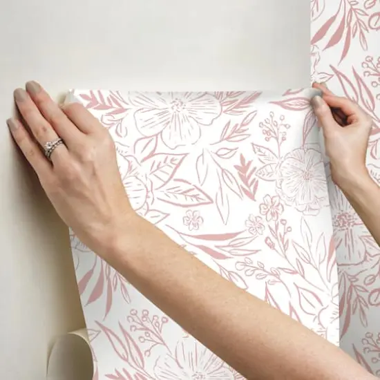 RoomMates Pink & White Floral Sketch Peel & Stick Wallpaper {9}