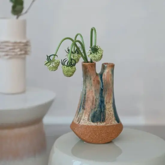 Hello Honey&reg; 8" Multicolor Chromatic HarmonyStoneware 2 Opening Vase {4}