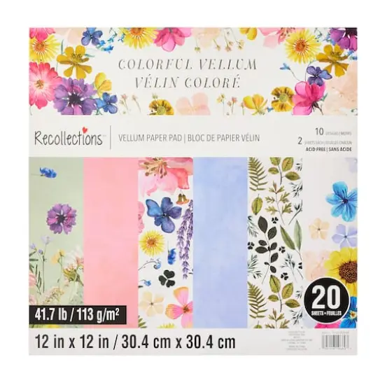 12" x 12" Colorful Vellum Paper Pad by Recollections&trade;, 20 Sheets {6}