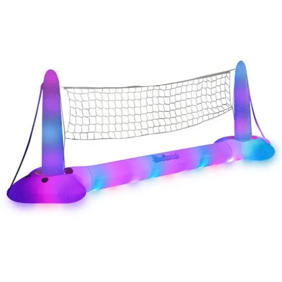 PoolCandy 8.75ft. Giant Floating Illuminated Volleyball LED Game Set {1}