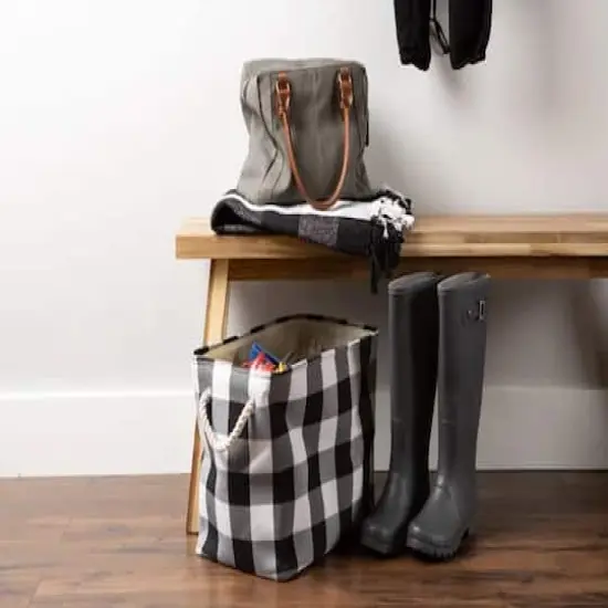 DII&reg; Medium Buffalo Check Polyester Rectangle Bin Black/White {4}