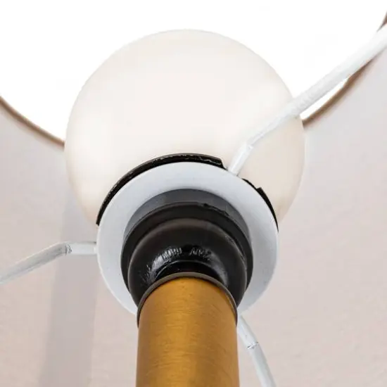 Hello Honey&reg; 4ft. Sand Color Ceramic Floor Lamp with Linen Shade {10}