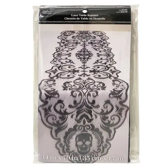 70" Black Skull Damask Lace Table Runner by Ashland&reg; {4}