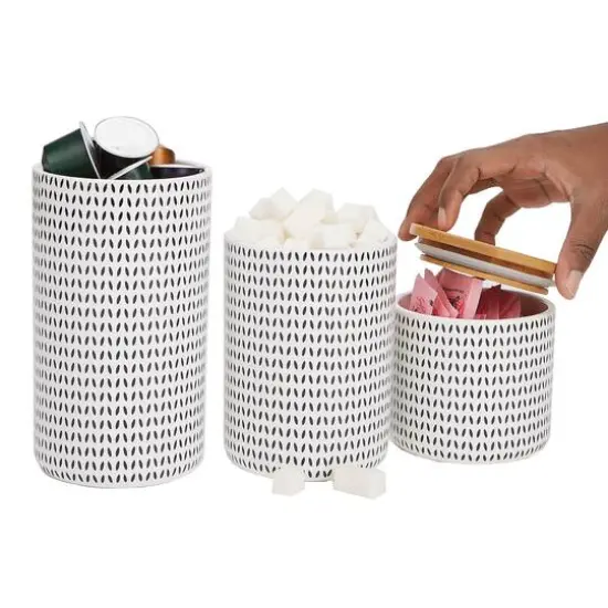 Mind Reader Blue Round Ceramic Canister Set with Lids, 3ct. {9}