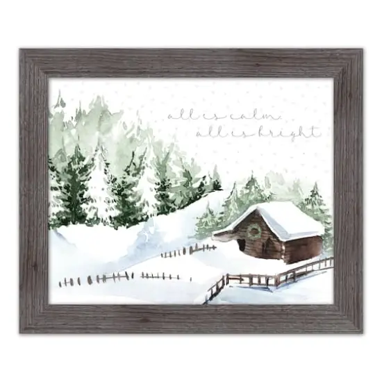 Designs Direct 20" x 16" Snowy Cabin Western Gray Framed Print {1}