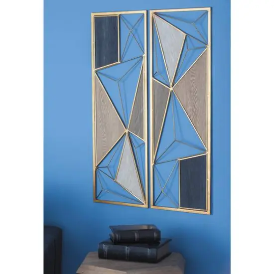 CosmoLiving by Cosmopolitan Multicolor Metal Abstract Wall Accent Set, 2ct. {6}