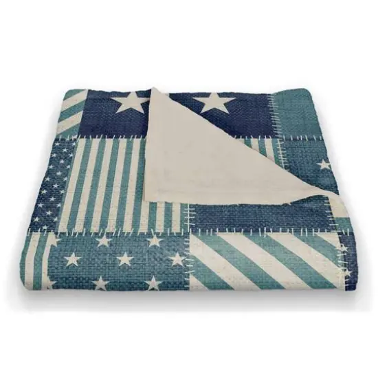 Nautical Patchwork Coral Fleece Blanket {3}