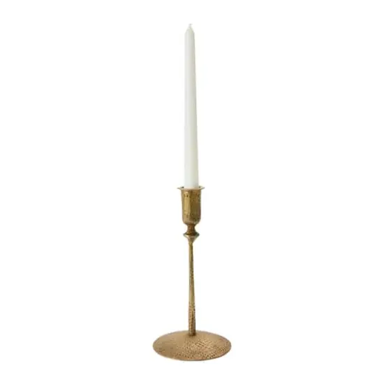 Hello Honey&reg; 9" Antique Brass Hand-Forged Hammered Metal Taper Candle Holder {5}