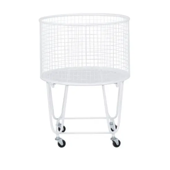 24" White Iron French Country Storage Cart {6}