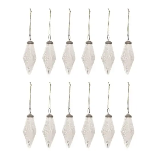 Hello Honey&reg; 12 Pack 4" Silver Mercury Glass Teardrop Ornaments {1}