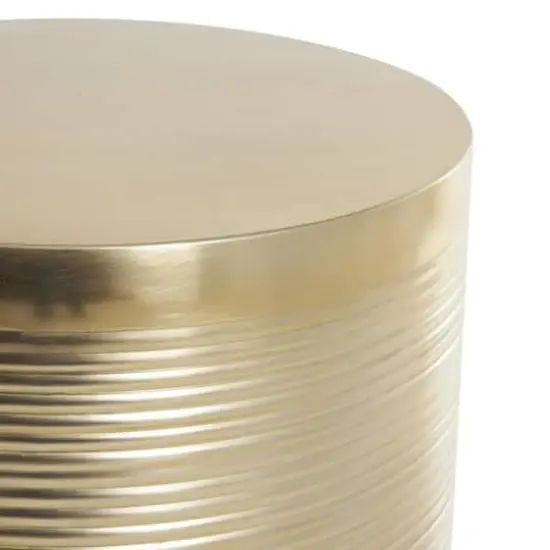 Gold Metal Metallic Ribbed Drum Accent Table Set {5}