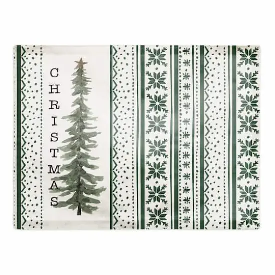 Christmas Tree Green Patterns Poly Twill Placemat {1}
