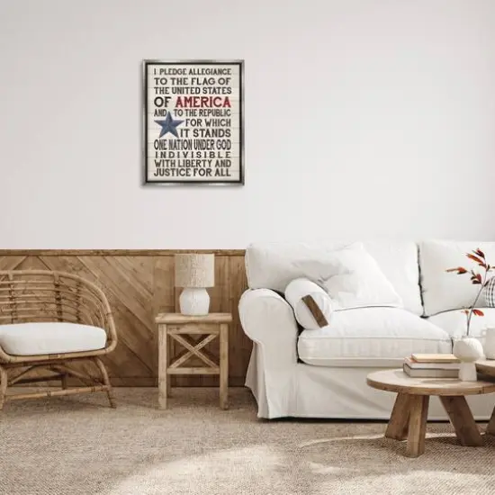 Stupell Industries Pledge of Allegiance Patriotic Floater Framed Art Gray {3}