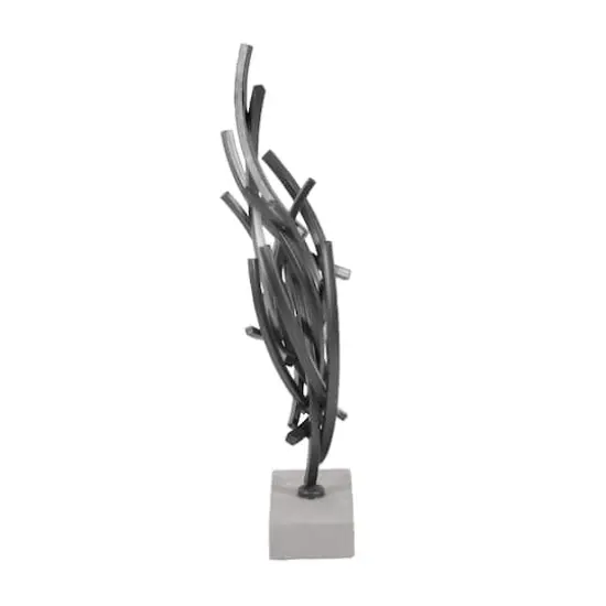 23" Gray Metal Abstract Sculpture {4}