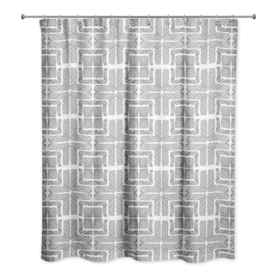 Shibori Squares Shower Curtain Gray {3}