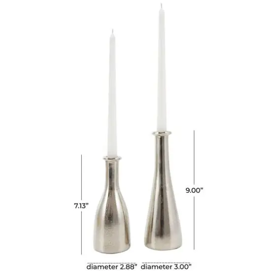 Silver Aluminum Taper Candle Holder Set {8}