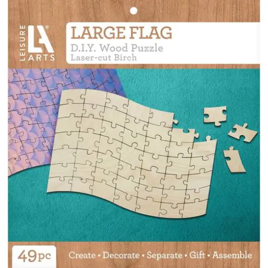 Leisure Arts&reg; Large Flag D.I.Y. Wood Puzzle {1}